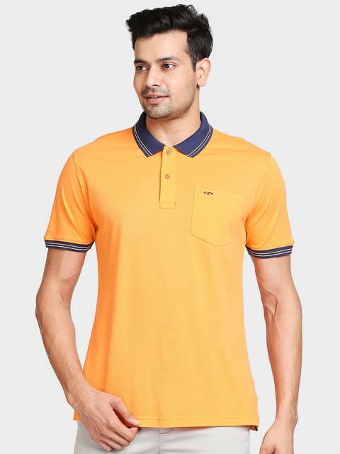 

ColorPlus Men Orange & Navy Blue Solid Polo Collar Cotton T-shirt