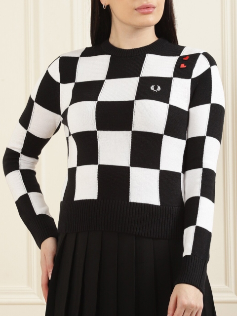 

Fred Perry Women Black Checked Cotton Pullover