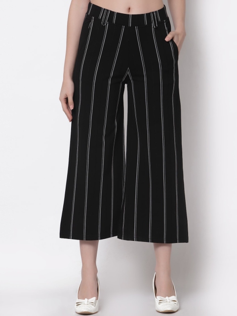 

Westwood Women Black Striped Loose Fit High-Rise Culottes Trousers