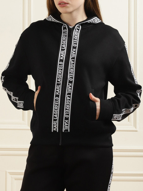 

LAGERFELD Women Black Printed Cotton Sweatshirt
