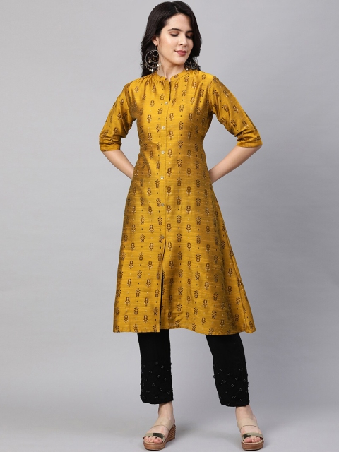 

FASHOR Woman Yellow Ethnic Motifs Printed Kurta
