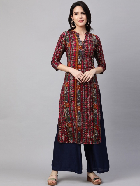 

FASHOR Women Multicoloured Ethnic Print A-Line Kurta, Multi