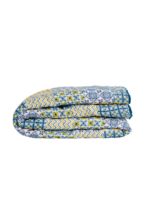 

Chumbak Yellow & Blue Ethnic Motifs Mild Winter 110 GSM Single Bed Comforter