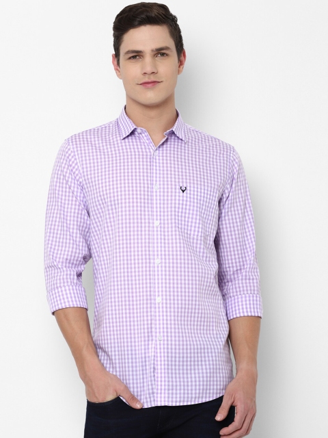 

Allen Solly Men Purple Slim Fit Gingham Checked Pure Cotton Casual Shirt