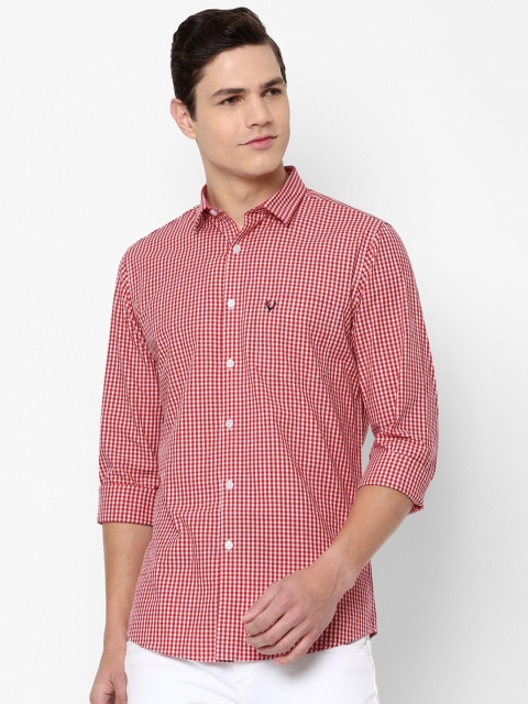 

Allen Solly Men Red Slim Fit Checked Cotton Casual Shirt