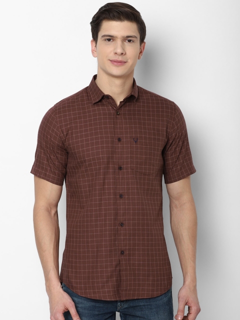 

Allen Solly Men Brown Checked Pure Cotton Slim Fit Casual Shirt