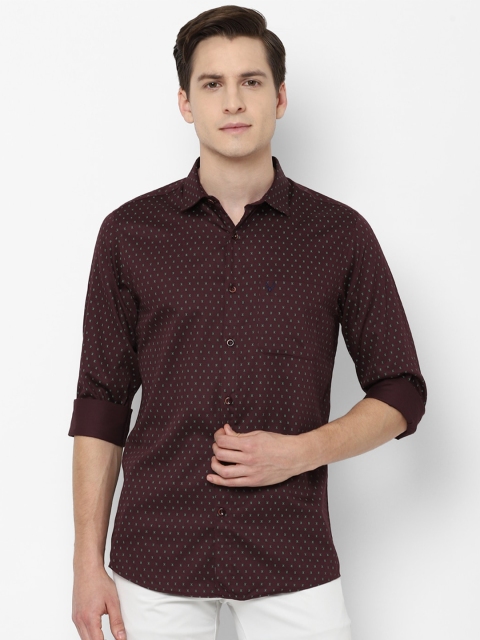 

Allen Solly Men Maroon Printed Pure Cotton Slim Fit Casual Shirt