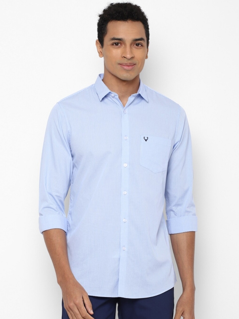 

Allen Solly Men Blue Checked Pure Cotton Slim Fit Casual Shirt