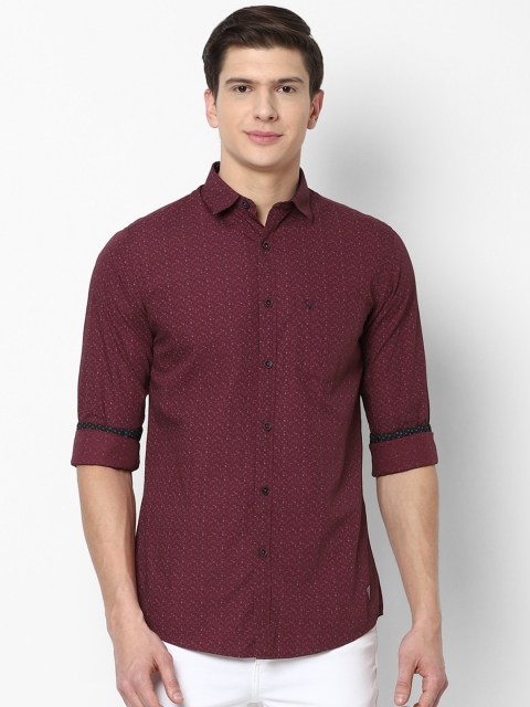 

Allen Solly Men Maroon Slim Fit Printed Cotton Casual Shirt
