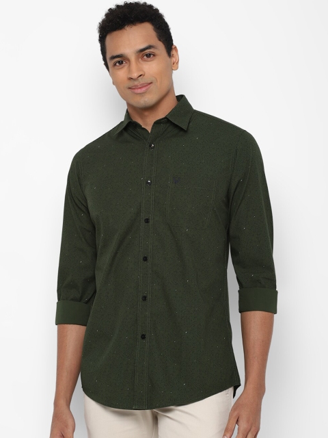 

Allen Solly Men Olive Green Slim Fit Printed Cotton Casual Shirt