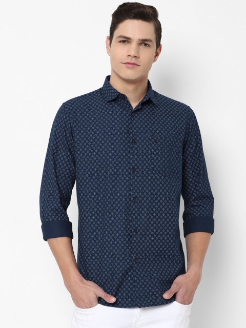

Allen Solly Men Navy Blue Slim Fit Printed Cotton Casual Shirt