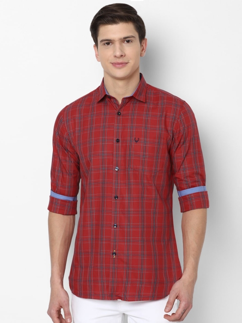 

Allen Solly Men Red Slim Fit Checked Cotton Casual Shirt