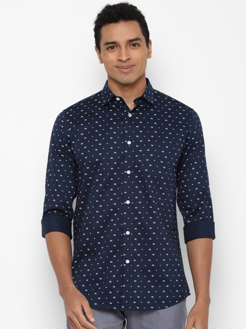 

Allen Solly Men Navy Blue Regular Fit Printed Casual Shirt