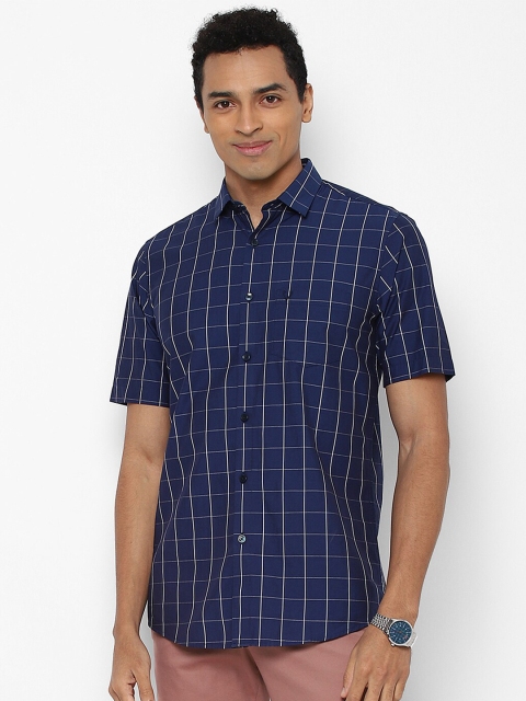 

Allen Solly Men Navy Blue Slim Fit Windowpane Checks Checked Casual Shirt