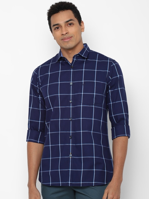 

Allen Solly Men Navy Blue Slim Fit Windowpane Checked Casual Shirt