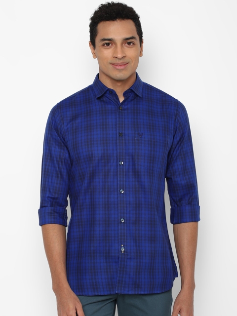 

Allen Solly Men Navy Blue Slim Fit Tartan Checks Pure Cotton Casual Shirt