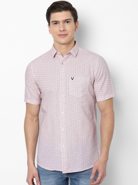 

Allen Solly Men Pink Slim Fit Printed Casual Shirt