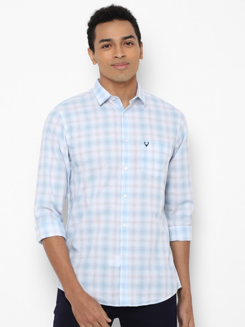 

Allen Solly Men Blue Slim Fit Tartan Checks Pure Cotton Casual Shirt