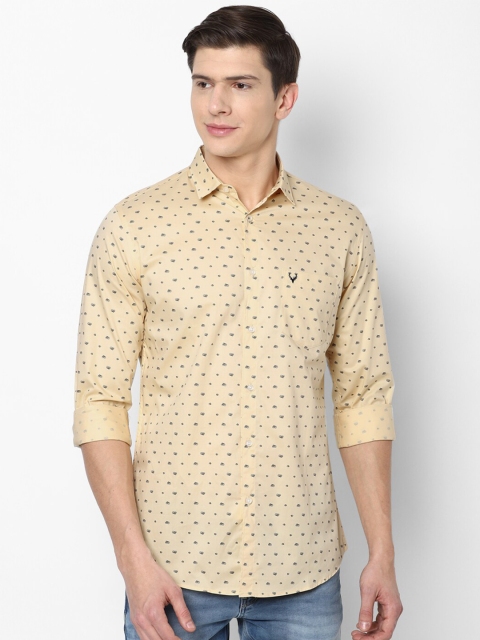 

Allen Solly Men Yellow Slim Fit Printed Cotton Casual Shirt