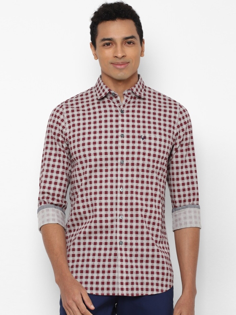 

Allen Solly Men Maroon Slim Fit Gingham Checks Checked Pure Cotton Casual Shirt