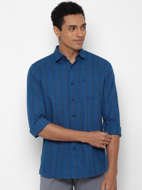 

Allen Solly Men Blue Slim Fit Checked Pure Cotton Casual Shirt