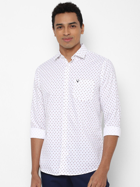 

Allen Solly Men White Slim Fit Printed Pure Cotton Casual Shirt