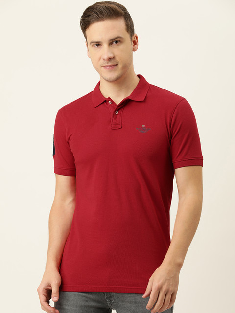 

Peter England Casuals Men Red Polo Collar Slim Fit T-shirt