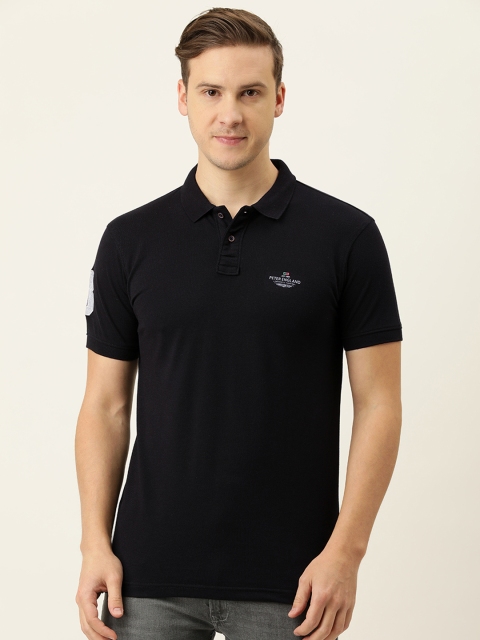 

Peter England Casuals Men Black Polo Collar Slim Fit T-shirt
