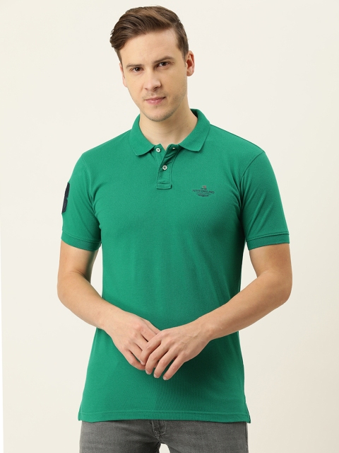 

Peter England Casuals Men Green & Black Printed Polo Collar Slim Fit T-shirt