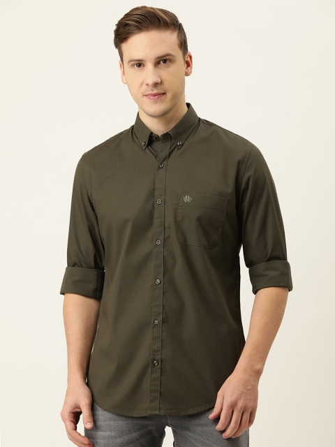 

PETER ENGLAND UNIVERSITY Men Green Super Slim Fit Casual Shirt