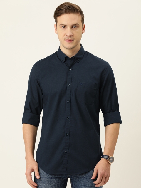 

PETER ENGLAND UNIVERSITY Men Navy Blue Slim Fit Casual Shirt