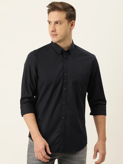 

PETER ENGLAND UNIVERSITY Men Black Solid Super Slim Fit Casual Shirt