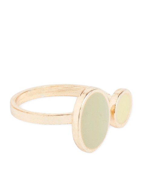 

20Dresses Gold-Toned Green & Yellow Stone-Studded Textured Finger Ring