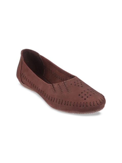 

Metro Women Coffee Brown Ballerinas With Laser Cuts Flats