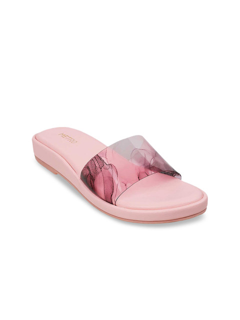 

Metro Women Pink Printed Open Toe Flats