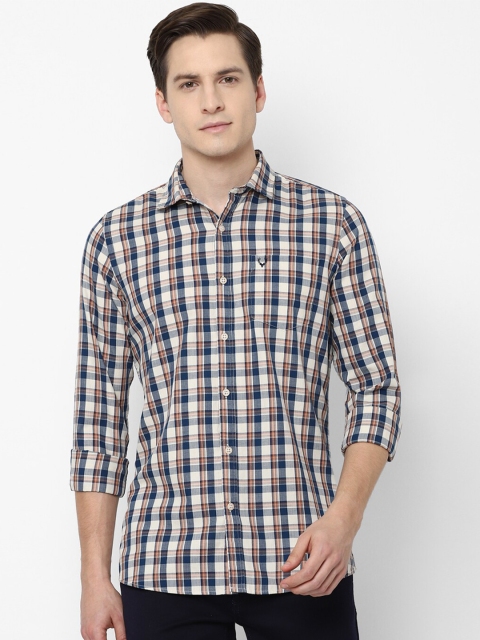 

Allen Solly Sport Men Cream-Coloured Tartan Checks Checked Pure Cotton Casual Shirt