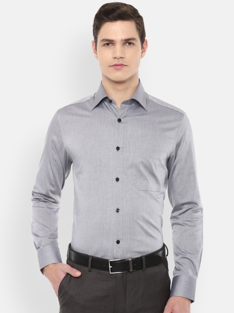 

Louis Philippe Men Grey Solid Formal Shirt