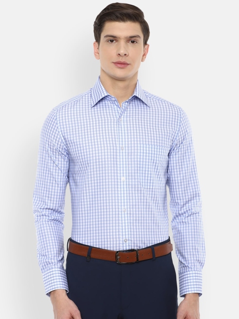 

Louis Philippe Men Blue & White Checked Cotton Regular Fit Formal Shirt