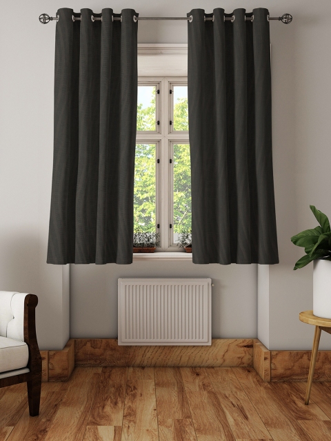 

S9home by Seasons Set Of 2 Black Striped Room Darkening Window Curtains