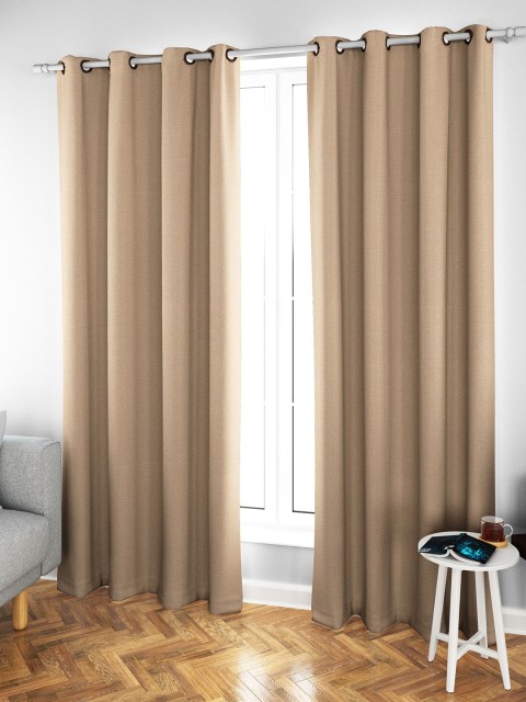 

S9home by Seasons Beige Set of 2 Room Darkening Door Curtain With Brass Eyelets