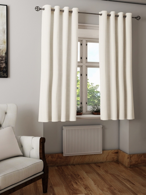 

S9home by Seasons Off White Set of 2 Striped Room Darkening Window Curtain