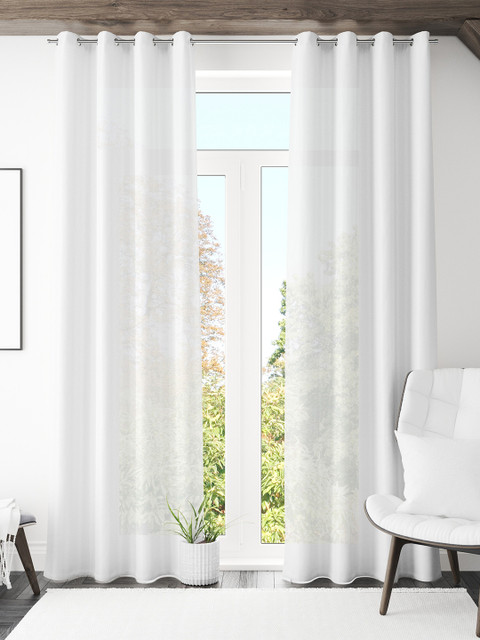 

S9home by Seasons White Set of 2 Striped Room Darkening Long Door Curtain