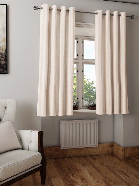 

S9home by Seasons Beige Set of 2 Striped Room Darkening Window Curtain