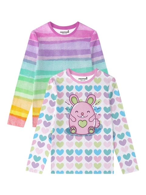 

mezmoda Set Of 2 Girls Multicoloured Printed T-shirt, Multi