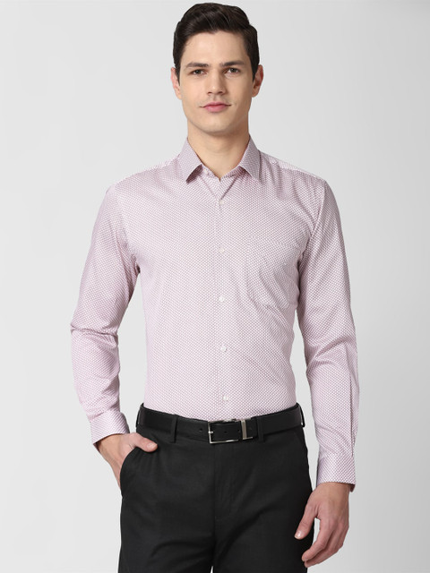 

Peter England Men Purple Printed Pure Cotton Regular Fit Formal Shirt