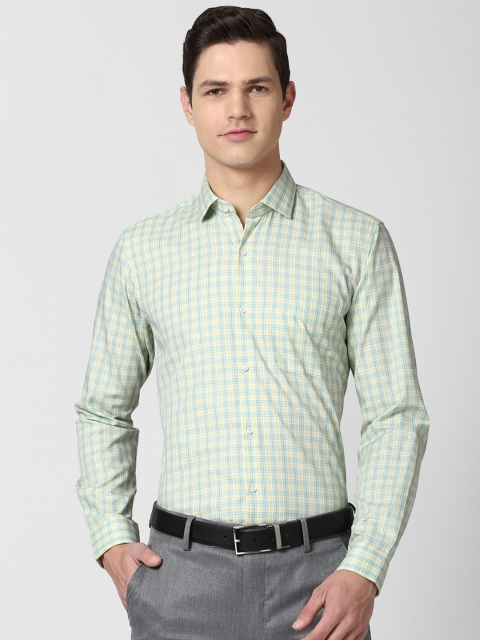 

Peter England Men Green Checked Regular Fit Formal Shirt