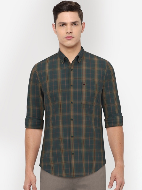 

Peter England Casuals Men Green Slim Fit Tartan Checks Checked Casual Shirt