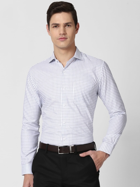 

Peter England Elite Men Purple Slim Fit Grid Tattersall Checked Formal Shirt