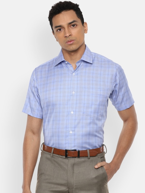

Van Heusen Men Blue Checked Formal Shirt