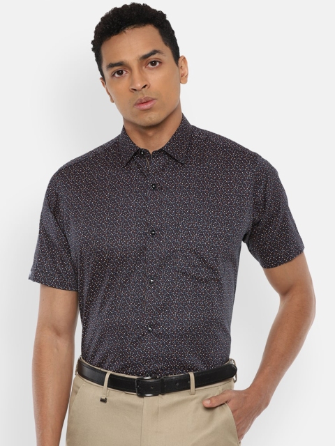 

Van Heusen Men Black Printed Cotton Semiformal Shirt